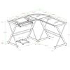 Modern Corner Computer Desk in Metal and Glass