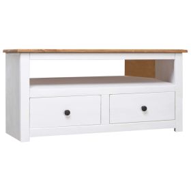 Corner TV Stand White 36.6"x19.3"x19.3" Solid Pine Panama Range