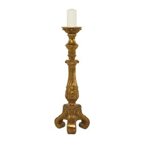 DecMode Gold Polystone Handmade Pillar Candle Holder