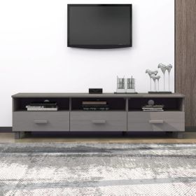 TV Stand HAMAR Light Gray 62.2"x15.7"x15.7" Solid Wood Pine