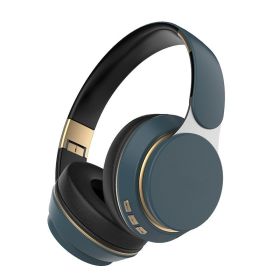 New cross-border popular wireless headset Bluetooth subwoofer stereo plug-in card sports computer headset (Colour: Dark blue)
