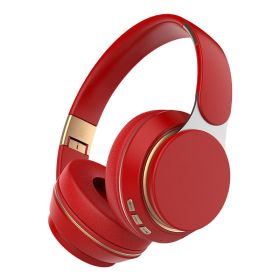 New cross-border popular wireless headset Bluetooth subwoofer stereo plug-in card sports computer headset (Colour: red)
