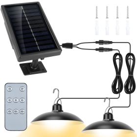 Solar Shed Lights Dual Lighting Heads Dimmable Timing Dusk To Dawn Sensor Hanging Lamp IP65 Waterproof Remote Control (Type: Dual Head, Lighting Color: Warm)