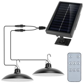 Solar Shed Lights Dual Lighting Heads Dimmable Timing Dusk To Dawn Sensor Hanging Lamp IP65 Waterproof Remote Control (Type: Dual Head, Lighting Color: White)