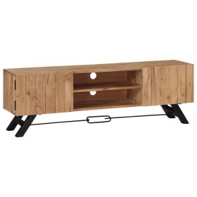TV Stand 55.1"x11.8"x17.7" Solid Wood Acacia (Color: Brown)