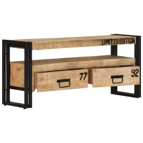 TV Stand 39.4"x11.8"x17.7" Solid Wood Mango (Color: Brown)
