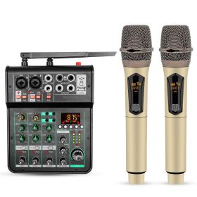 5 Core Audio Mixer Sound Board 4 Channel XLR Stereo Receiver w Bluetooth USB Microphone PA Karaoke Music Podcast Mixing Soundboard Mini Mezcladora Par (SKU: MX 4CH 2MIC GLD)