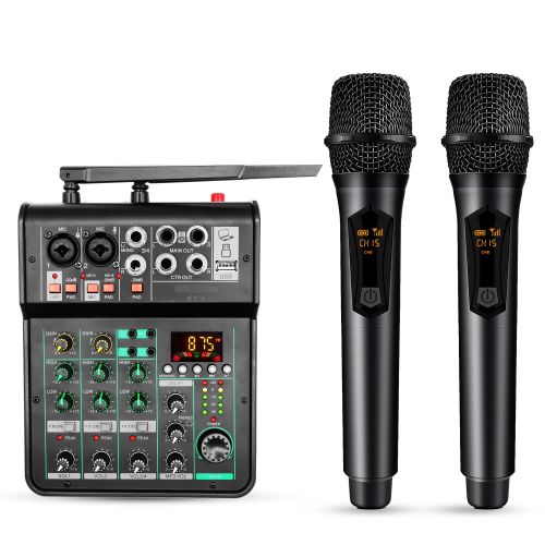 5 Core Audio Mixer Sound Board 4 Channel XLR Stereo Receiver w Bluetooth USB Microphone PA Karaoke Music Podcast Mixing Soundboard Mini Mezcladora Par