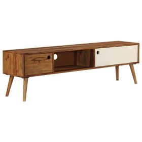 TV Stand 55.1"x11.8"x15.7" Solid Wood Sheesham (Color: Brown)
