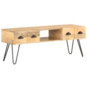 TV Stand 47.2"x13.8"x17.7" Solid Wood Mango (Color: Brown)