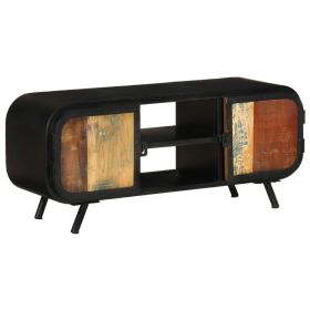 TV Stand 43.3"x11.8"x17.7" Solid Wood Reclaimed (Color: Black)