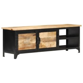 TV Stand 47.2"x11.8"x15.7" Solid Wood Mango (Color: Black)