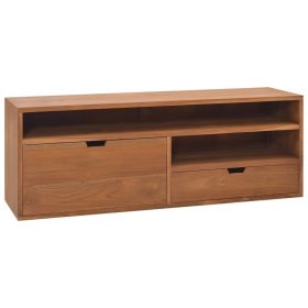 TV Stand 43.3"x11.8"x15.7" Solid Wood Teak (Color: Silver)
