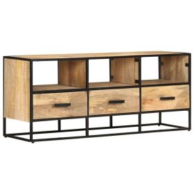 TV Stand 43.3"x11.8"x17.7" Rough Mango Wood (Color: Brown)