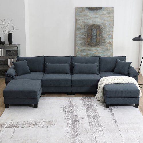 133*65" Corduroy Modular Sectional Sofa,U Shaped Couch with Armrest Bags,6 Seat Freely Combinable Sofa Bed 133*65" Corduroy Modular Sectional Sofa,U Shaped Couch with Armrest Bags,6 Seat Freely Combinable Sofa Bed
