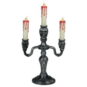 13.75" Antique Silver Skull Trio Halloween Candelabra (Brand: Northlight)