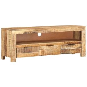 TV Stand 43.3"x11.8"x15.7" Rough Mango Wood (Color: Brown)