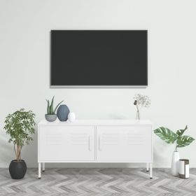 TV Stand White 41.3"x13.8"x19.7" Steel (Color: White)